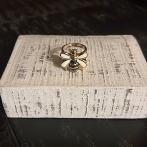 Faux Gold and White Bee Ring